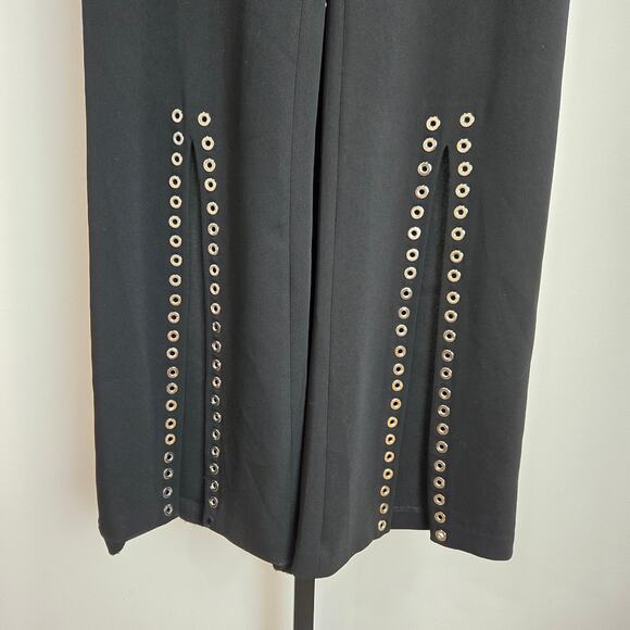 Cinq a Sept Viera Grommet Wide Leg Flare Dress Pants Formal Black 12 Whimsygoth - Picture 3 of 9